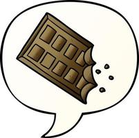 cartoon bar of chocolate and speech bubble in smooth gradient style vector