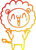 warm gradient line drawing happy cartoon lion vector