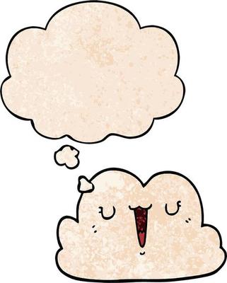 cute cartoon cloud and thought bubble in grunge texture pattern style