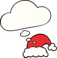 sombrero de navidad de dibujos animados y burbuja de pensamiento vector