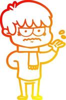 warm gradient line drawing annoyed cartoon boy vector