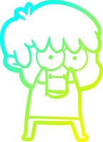 cold gradient line drawing happy cartoon man vector