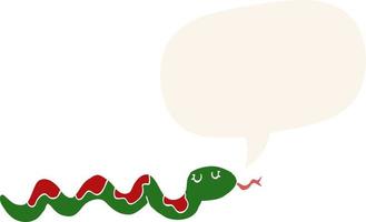 cartoon snake and speech bubble in retro style vector