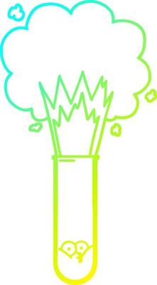 cold gradient line drawing cartoon exploding chemicals in test tube