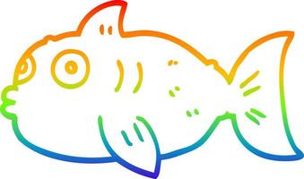 rainbow gradient line drawing cartoon surprised fish vector