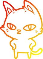 warm gradient line drawing cartoon cat with bright eyes vector