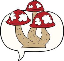 cartoon mushrooms and speech bubble vector