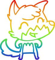 rainbow gradient line drawing happy cartoon fox vector