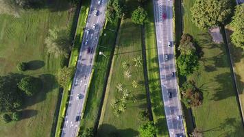 flygfoto uppifrån och ner penang motorväg med grönaktig växt video