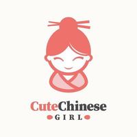 Cute Chinese Girl Logo vector