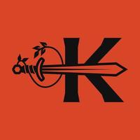 espada alfabeto k logotipo vector