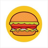 big hamburger with melting cheese burger vector illustration