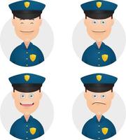 Set funny police officer face avatar expression illustration vector