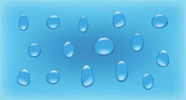 Vector isolated blue water drops. Set of different realistic drops.