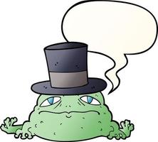 cartoon rich toad and speech bubble in smooth gradient style vector