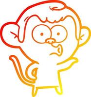 warm gradient line drawing cartoon hooting monkey vector