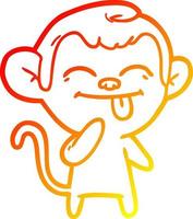 warm gradient line drawing funny cartoon monkey vector