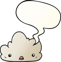 cute cartoon cloud and speech bubble in smooth gradient style vector