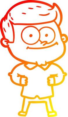 warm gradient line drawing cartoon happy man