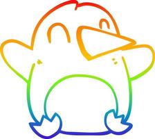 rainbow gradient line drawing cartoon christmas penguin vector