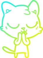 cold gradient line drawing cartoon cat vector