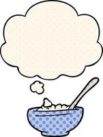 cartoon bowl of rice and thought bubble in comic book style vector