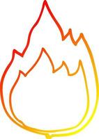 warm gradient line drawing cartoon fire vector