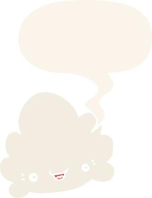 cartoon cloud and speech bubble in retro style