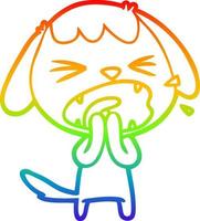 rainbow gradient line drawing cute cartoon dog barking vector