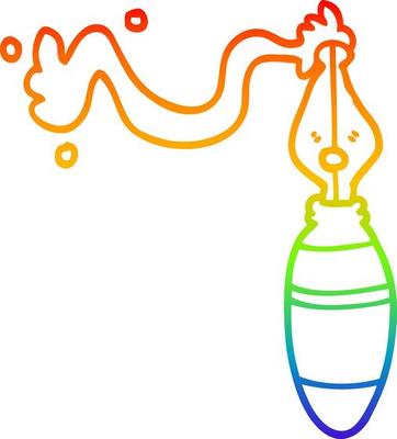 rainbow gradient line drawing cartoon fountain pen