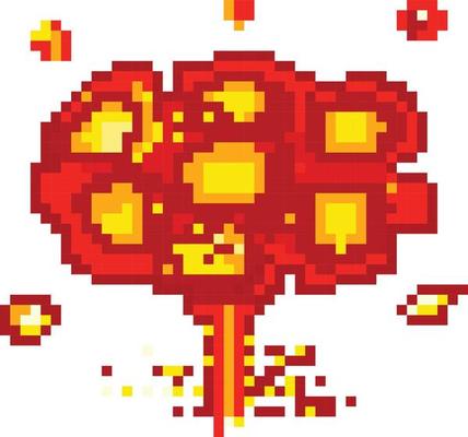 Printexplosion pixel art, Video game explosion animation flame pixel art.