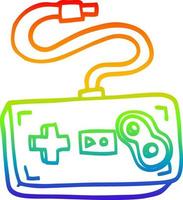 rainbow gradient line drawing cartoon game controller vector