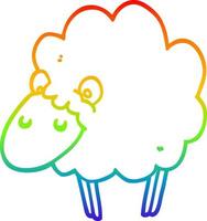 rainbow gradient line drawing cartoon sheep vector