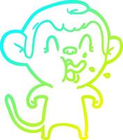 cold gradient line drawing crazy cartoon monkey vector