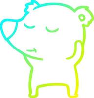 cold gradient line drawing happy cartoon polar bear vector