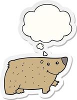 cartoon bear and thought bubble as a printed sticker vector