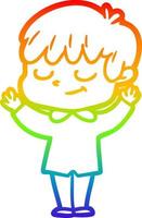 rainbow gradient line drawing cartoon happy boy vector