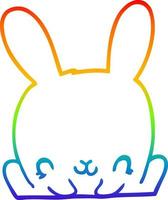 rainbow gradient line drawing cartoon rabbit vector