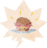 sándwich de tocino de dibujos animados vector