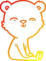 warm gradient line drawing happy cartoon polar bear sitting vector