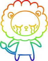 rainbow gradient line drawing crying cartoon lion vector