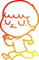 warm gradient line drawing cartoon grumpy boy vector