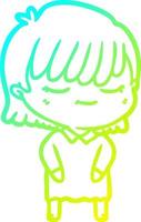 cold gradient line drawing cartoon woman vector