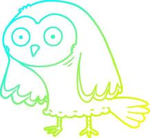 cold gradient line drawing cartoon owl vector