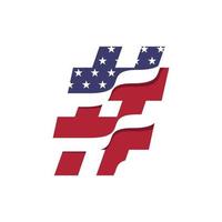 American Alphabet Flag Hashtag vector