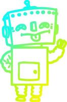 cold gradient line drawing cartoon robot vector