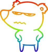 rainbow gradient line drawing angry bear polar cartoon vector