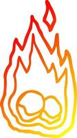 warm gradient line drawing cartoon burning coals vector