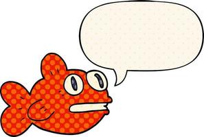 cartoon fish and speech bubble in comic book style vector