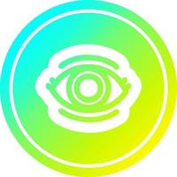 staring eye circular in cold gradient spectrum vector